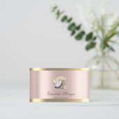 レトロ ミキサー ゴールド ストライプ ローズゴールド ベーカリー 名刺 (スタンド正面)