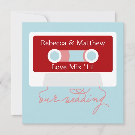 レトロ ミキシングテープ ウェディング 招待状 (正面)