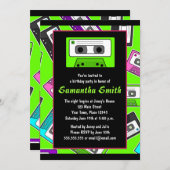 レトロ ミキステープ テーマの誕生日パーティー 招待状 (正面/裏面)