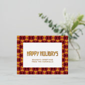 レトロ ミッドセンチュリー柄のハッピーホリデー 箔シーズンポストカード (立ち正面)