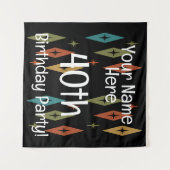 レトロ ミッドセンチュリー オーダーメイド 誕生日 タペストリー (正面(横))