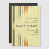 レトロ ミッドセンチュリー モダンにインスパイアされたウェディング セーブ・ザ・デート マグネット招待状 (正面/裏面)