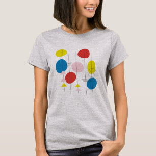 レトロ ミッドセンチュリー モダン アトミック アート   黄色と青 Tシャツ