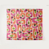 レトロ ミッドセンチュリー モダン コズミック アブストラクト パターン タペストリー (正面(横))