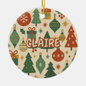 レトロ ミッドセンチュリー モダン ホリデー ジオメトリック セラミックオーナメント (正面)