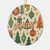 レトロ ミッドセンチュリー モダン ホリデー ジオメトリック セラミックオーナメント (左)