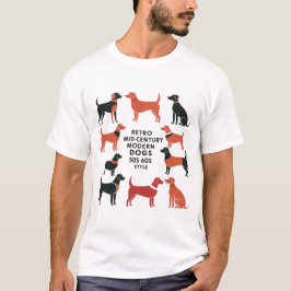 レトロ ミッドセンチュリー モダン 犬 50年代 60年代 スタイル 抽象画 Tシャツ