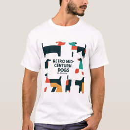 レトロ ミッドセンチュリー モダン 犬 50年代 60年代 スタイル 抽象画 Tシャツ