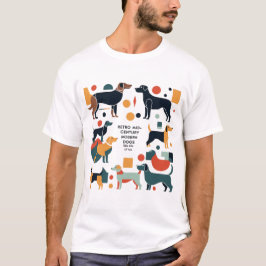 レトロ ミッドセンチュリー モダン 犬 50年代 60年代 スタイル 抽象的 Tシャツ