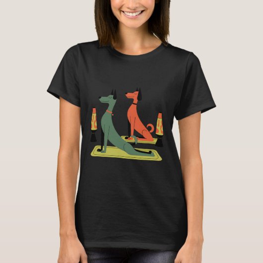 レトロ ミッドセンチュリー モダン 犬 50年代 60年代 スタイル Tシャツ (正面)