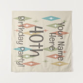 レトロ ミッドセンチュリー 40歳の誕生日 タペストリー (正面(横))