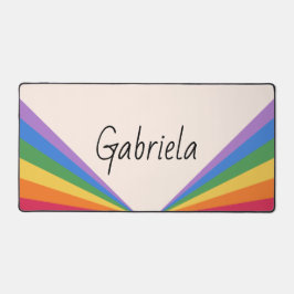 レトロ&ミニマリストレインボータイポグラフィ デスクマット