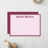 レトロ ミニマリスト ピンク ノートカード (正面/裏面インサイチュ)