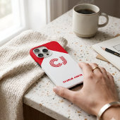 レトロ ミニマリスト 赤と白のカスタムネーム Case-Mate iPhoneケース