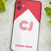 レトロ ミニマリスト 赤と白のカスタムネーム Case-Mate iPhoneケース