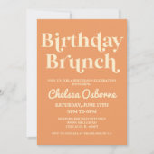 レトロ ミニマル オレンジ 誕生日 ブランチ パーティー 招待状 (正面)