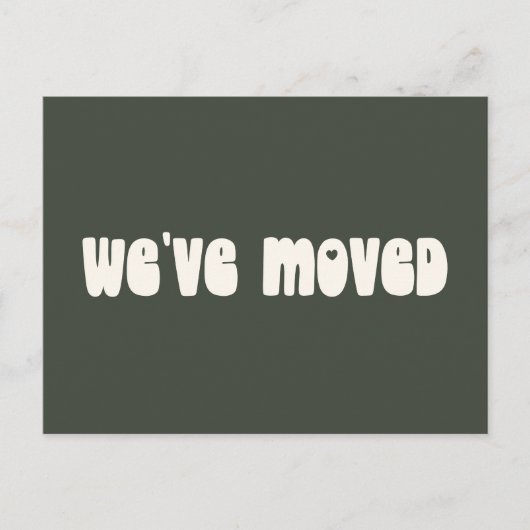 レトロ ミニマル グリーン ご住所変更のお知らせ 新住所 ポストカード (正面)