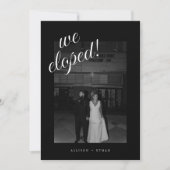 レトロ ミニマル ブラック フォト ウェディング エロープメント 案内状 (正面)