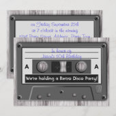 レトロ ミュージック カセット テープ ディスコ パーティー 招待状 (正面/裏面)