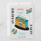 レトロ ミュージック プレーヤー 誕生日 招待状 (正面)