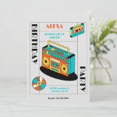 レトロ ミュージック プレーヤー 誕生日 招待状 (スタンド正面)