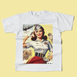 レトロ ミリタリー ピンアップ Tシャツ