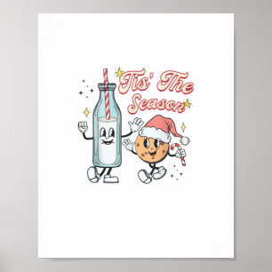 レトロ ミルク＆クッキー クリスマス ポスター