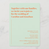 レトロ ミントグリーン オレンジ アブストラクト ストライプ ウェディング 招待状 (正面)