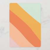 レトロ ミントグリーン オレンジ アブストラクト ストライプ ウェディング 招待状 (裏面)