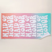 レトロ メイド オブ オナー ピンクアクア グラデーション ビーチタオル (正面)