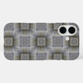 レトロ メタリックシルバー 装飾スクエア柄 Case-Mate iPhoneケース (裏面 (横))