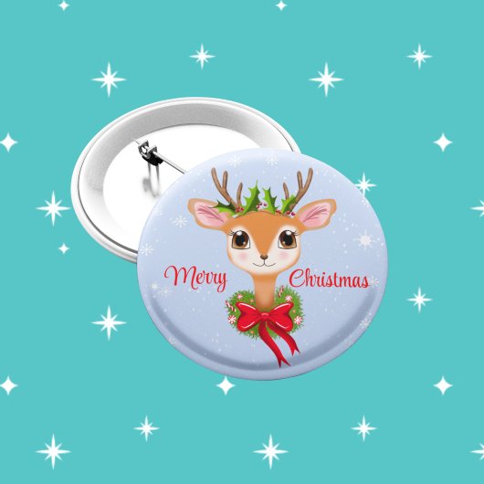 レトロ メリークリスマス かわいい トナカイ 缶バッジ