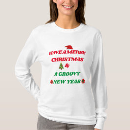 レトロ メリークリスマス&グルービー ニューハーフTシャツ Tシャツ