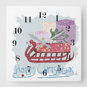 レトロ.メリークリスマス! スクエア壁時計