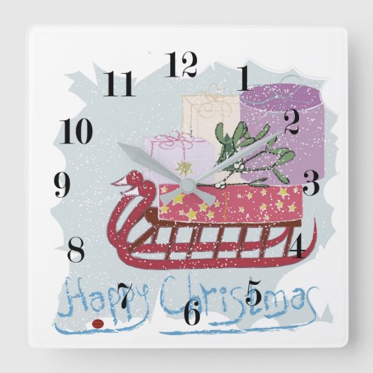 レトロ.メリークリスマス! スクエア壁時計 (正面)