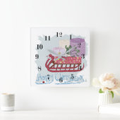 レトロ.メリークリスマス! スクエア壁時計 (ホーム)