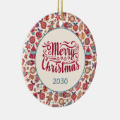 レトロ メリークリスマス セラミックオーナメント (右)