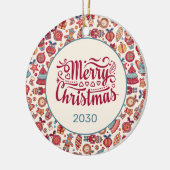 レトロ メリークリスマス セラミックオーナメント (左)