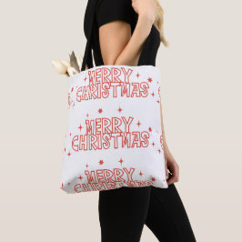 レトロ メリークリスマス タイポグラフィー トートバッグ