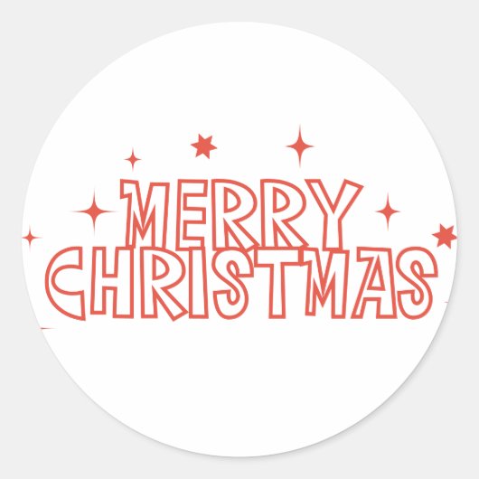 レトロ メリークリスマス タイポグラフィ ラウンドシール (正面)