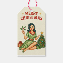 レトロ メリークリスマス ピンアップペーパーギフトタグ ギフトタグ