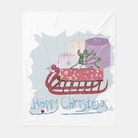 レトロ.メリークリスマス! フリースブランケット (正面)