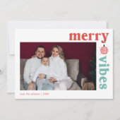 レトロ メリー ヴァイブス ファミリー フォト ホリデー カード (正面)