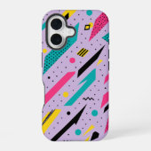 レトロ・メンフィス幾何学稲妻 iPhone 16ケース (裏面)