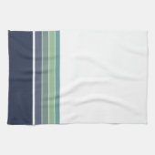 レトロ/モダン青と緑ストライプの キッチンタオル (横)