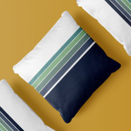 レトロ/モダン青と緑ストライプの クッション