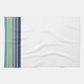 レトロ/モダン青と緑「サーフボード」 ストライプの キッチンタオル (横)