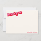 レトロ モダン グルーヴィー 太字 ピンク 赤 カスタム サンキューカード (正面)