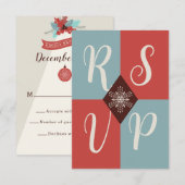 レトロ モダン ジオメトリック クリスマス RSVP カード (正面/裏面)