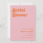 レトロ モダン ピンク オレンジ ブライダル シャワー 招待状 (正面)